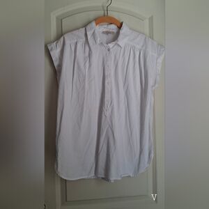 LOFT Cotton Rayon Wimens Top XS White Blouse Angelcore Beach Summer Travel Boho